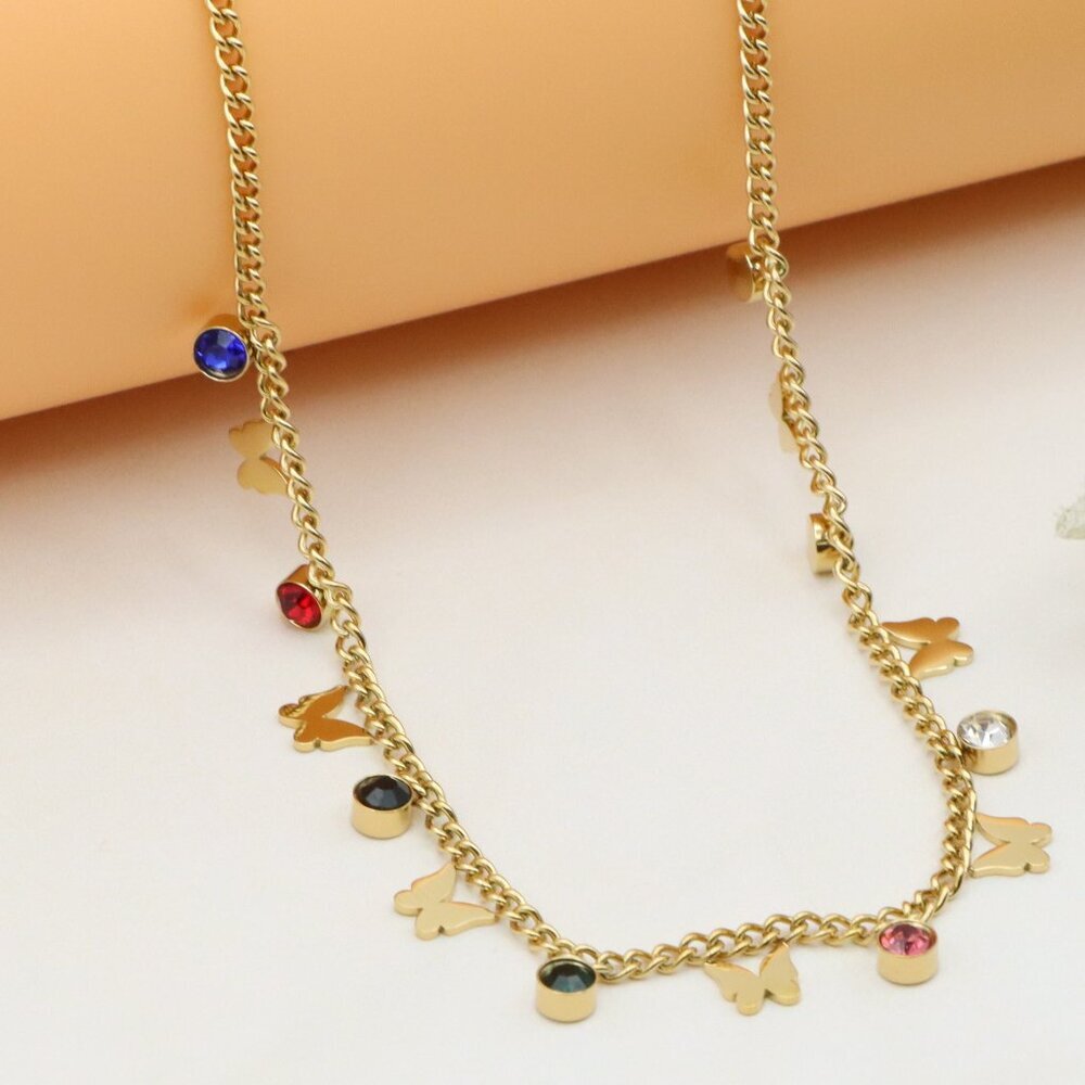 Colorful Charm Yellow Necklace with Gold Plated Chain, XPNL0371